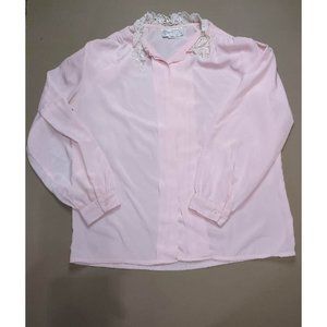 Vintage Impressions Of California Pink Top Lace Collar Sz 10 Cottagecore Grandma